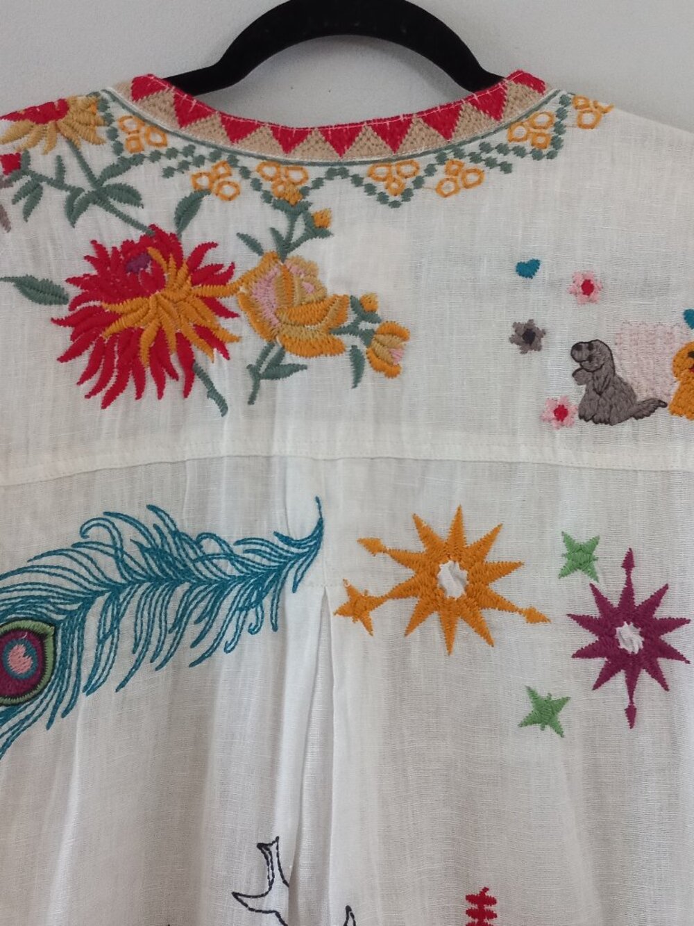 JOHNNY WAS embroidered linen mini dress tunic - Picture 8 of 15